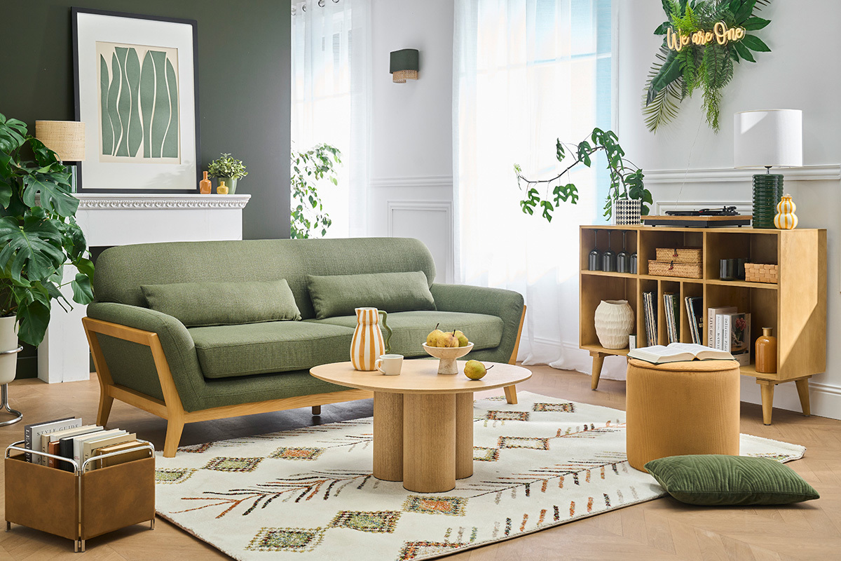 Buffet ouvert meuble de rangement bouteilles ou vinyles en bois manguier massif L120 cm ISIDRO