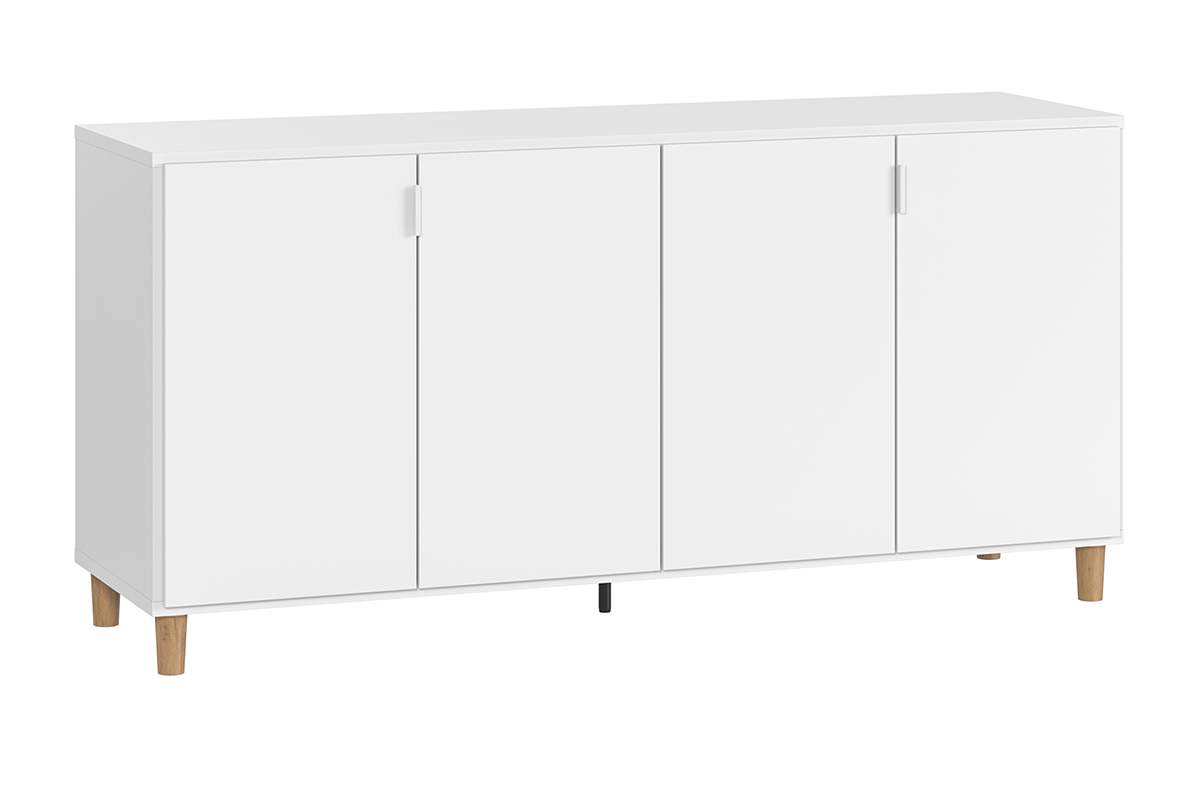 Buffet scandinave blanc 2 portes 3 tiroirs L160 cm VESTA