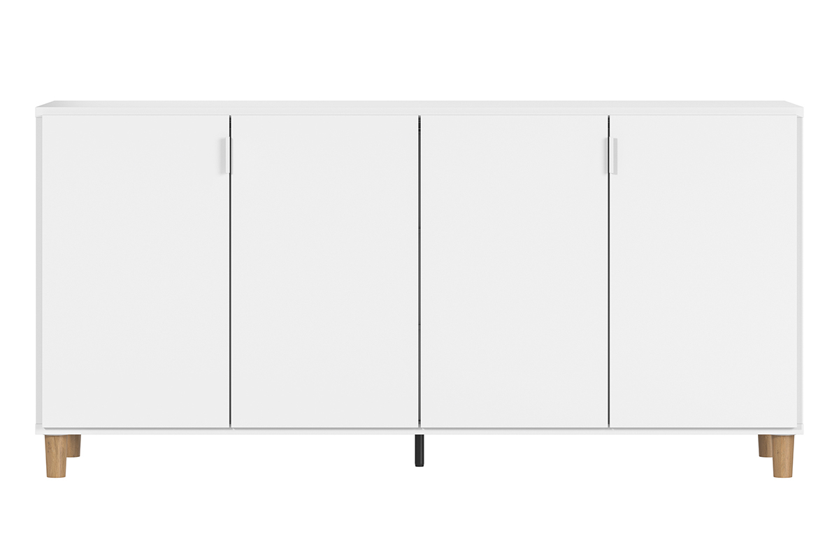 Buffet scandinave blanc 2 portes 3 tiroirs L160 cm VESTA