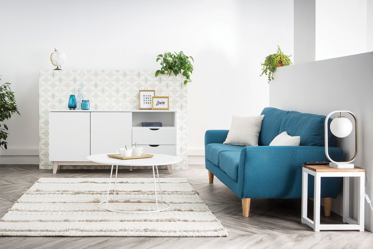 Buffet scandinave blanc et bois clair LEENA