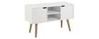 Buffet scandinave blanc mat avec niche centrale et rangements SNOOP