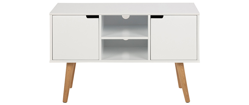 Buffet scandinave blanc mat avec niche centrale et rangements SNOOP