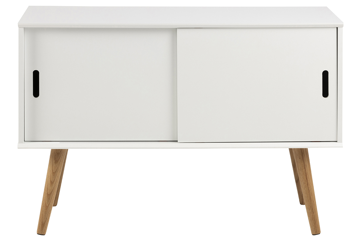 Buffet scandinave blanc mat avec portes coulissantes SNOOP