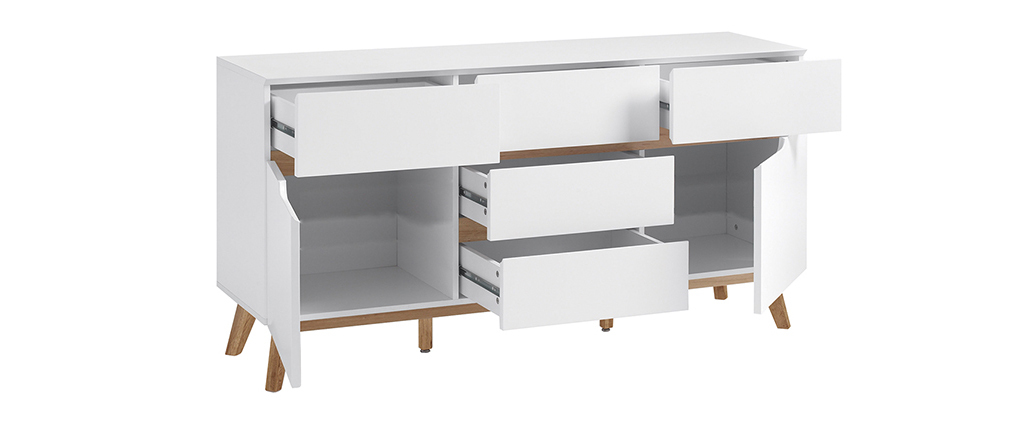 Buffet scandinave blanc mat et ch�ne SKIVE