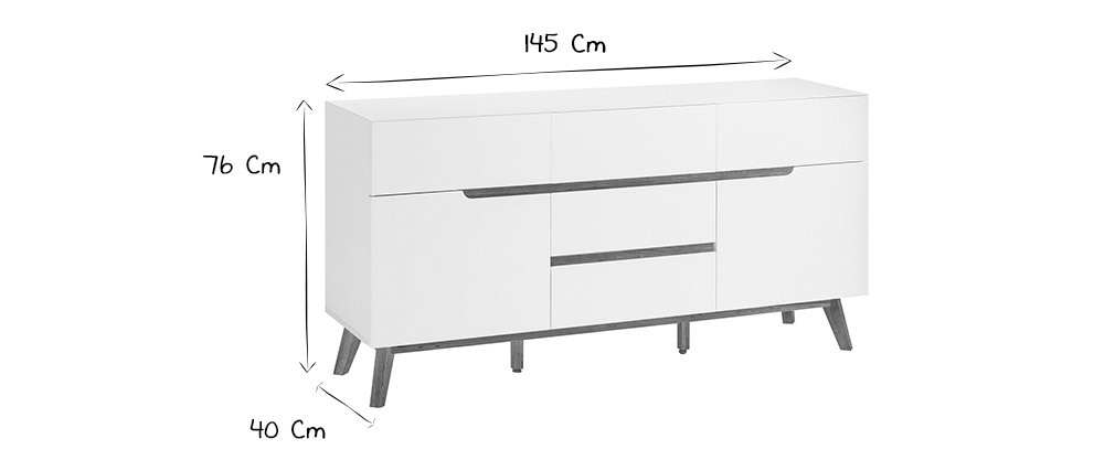 Buffet scandinave blanc mat et ch�ne SKIVE