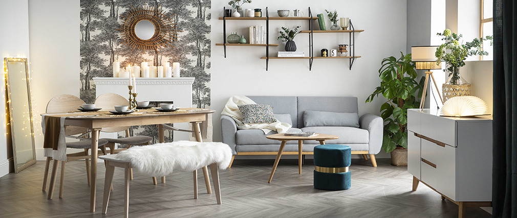 Buffet scandinave blanc mat et ch�ne SKIVE