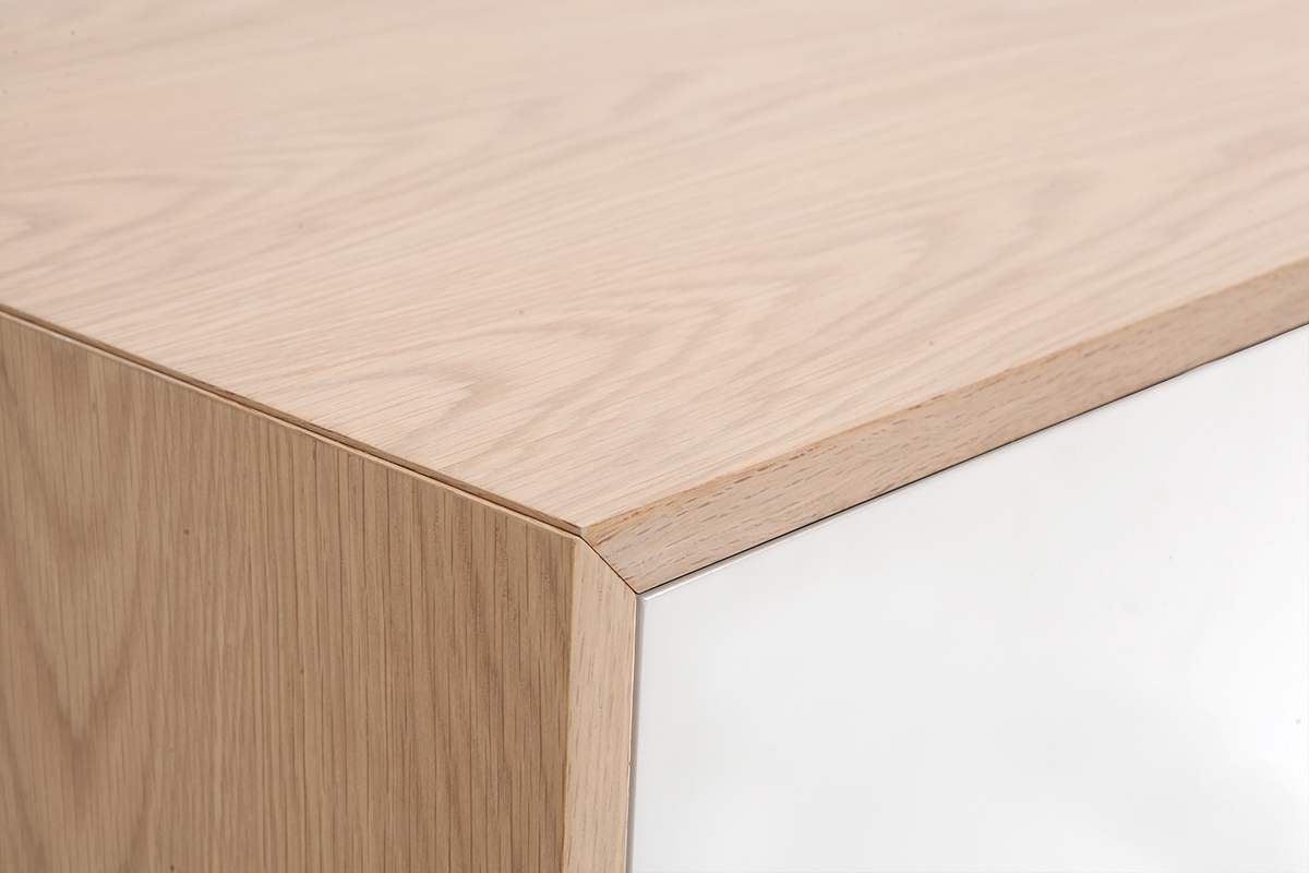 Buffet scandinave bois et blanc 2 portes 3 tiroirs L195 cm SID