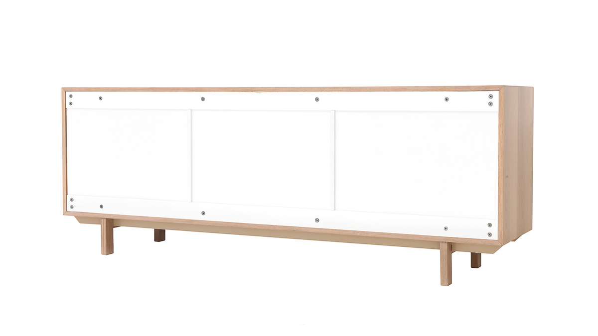 Buffet scandinave bois et blanc 2 portes 3 tiroirs L195cm SID