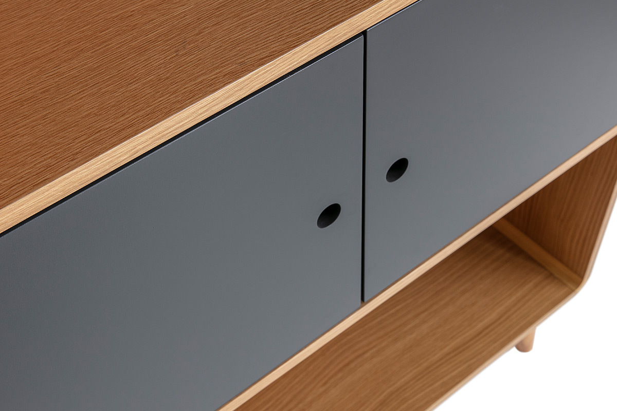 Buffet scandinave ch�ne clair et gris COPENHAGUE