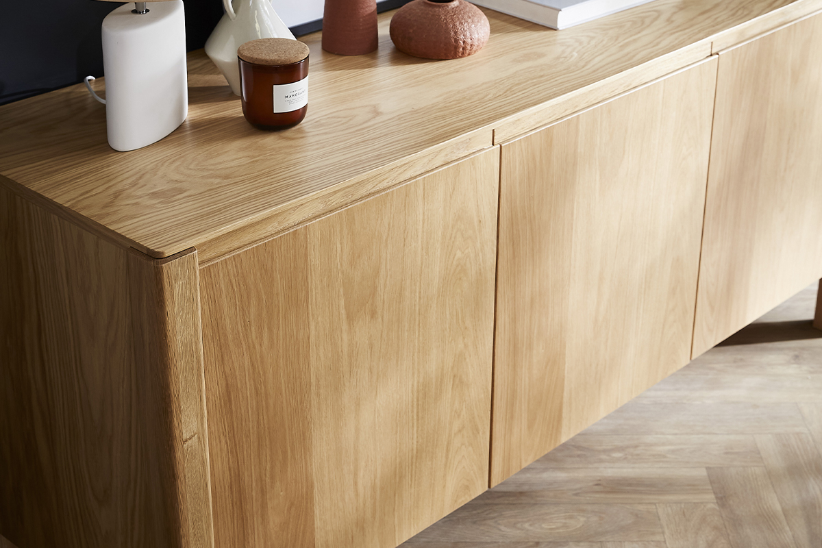 Buffet scandinave en bois clair chêne 3 portes L166 cm AGALI