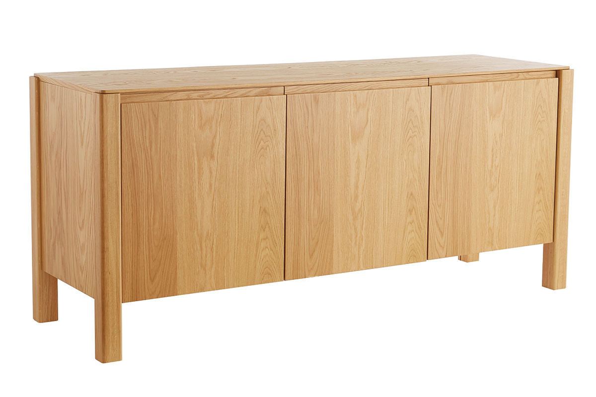 Buffet scandinave en bois clair chêne 3 portes L166 cm AGALI