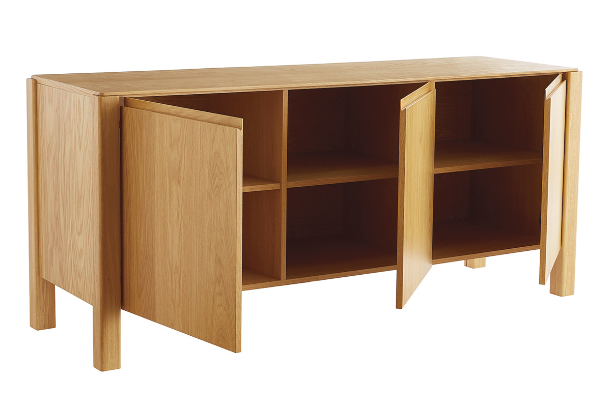 Buffet scandinave en bois clair chêne 3 portes L166 cm AGALI