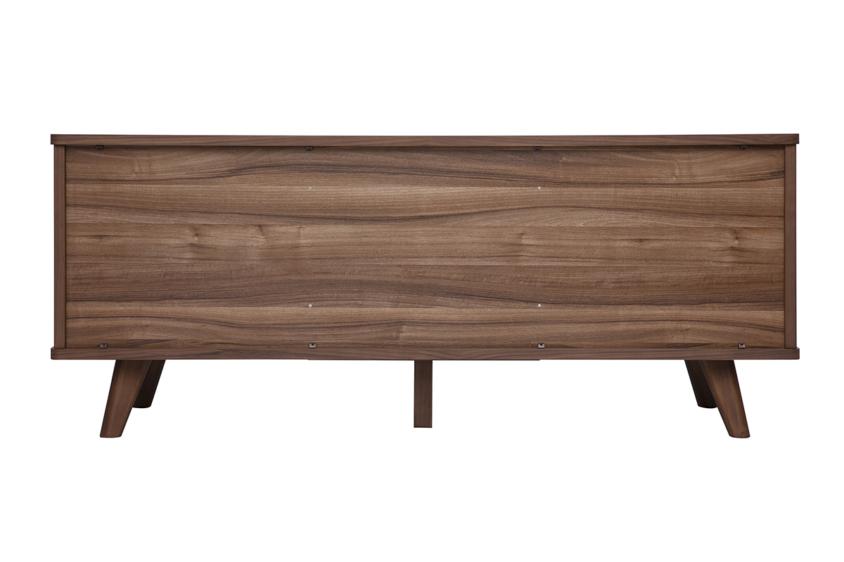 Buffet scandinave en bois fonc� noyer 2 portes 3 tiroirs L180 cm FIFTIES