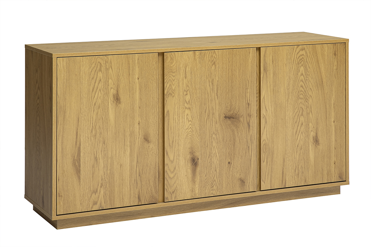 Buffet scandinave finition bois clair ch�ne 3 portes L140 cm MILLOR