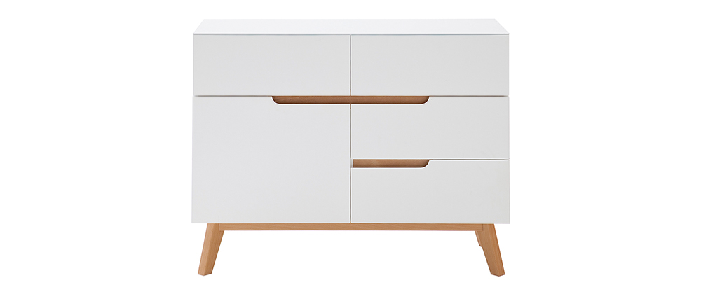 Buffet scandinave haut blanc mat et ch�ne SKIVE