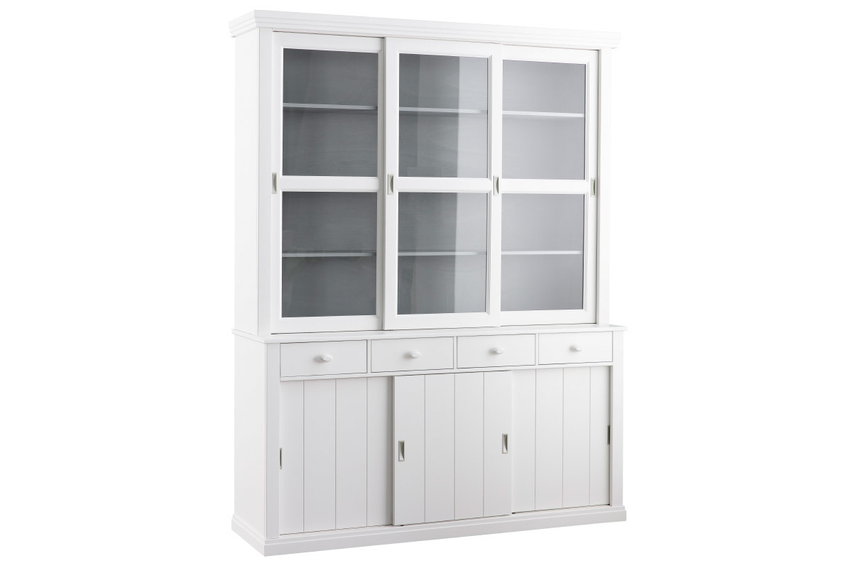 Buffet vaisselier en pin blanc BODRI