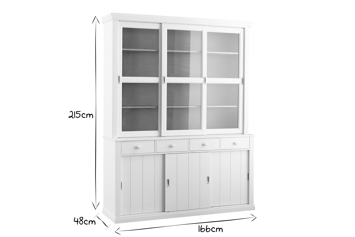 Buffet vaisselier en pin blanc BODRI