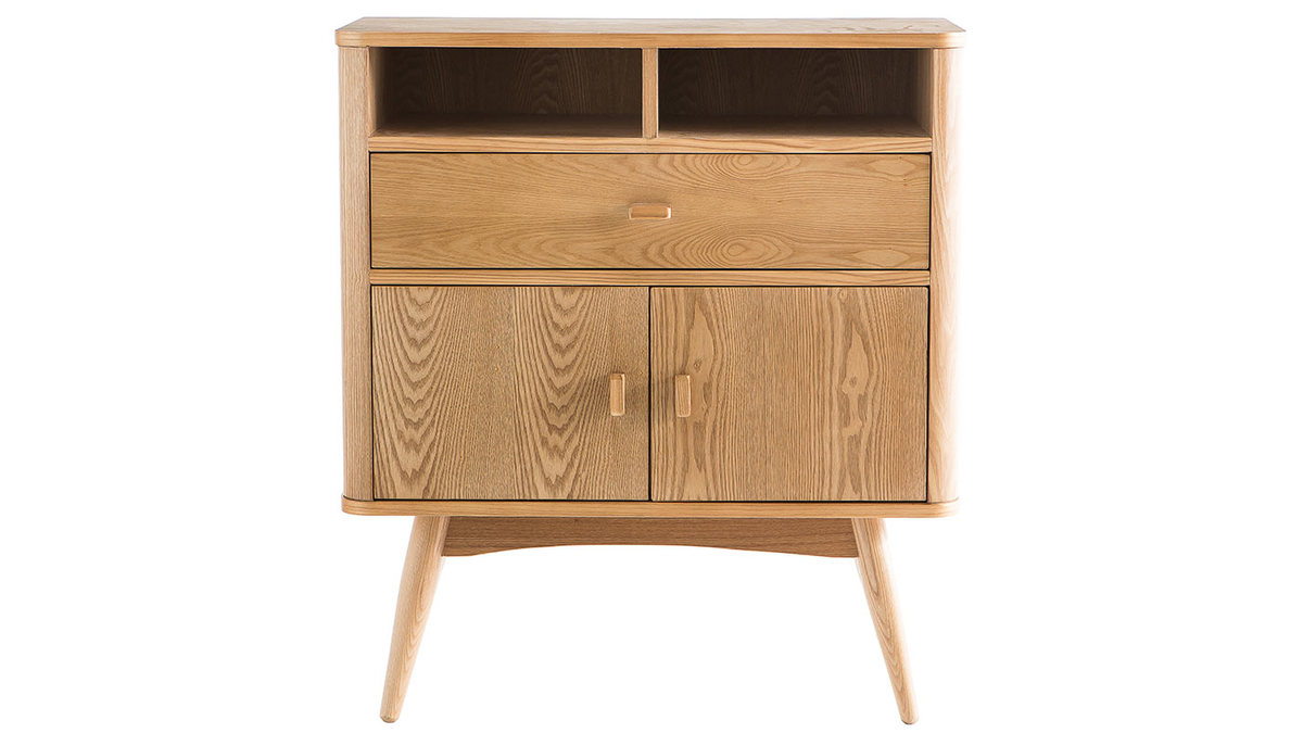 Buffet vintage en bois clair 2 portes 1 tiroir L80 cm NORDECO