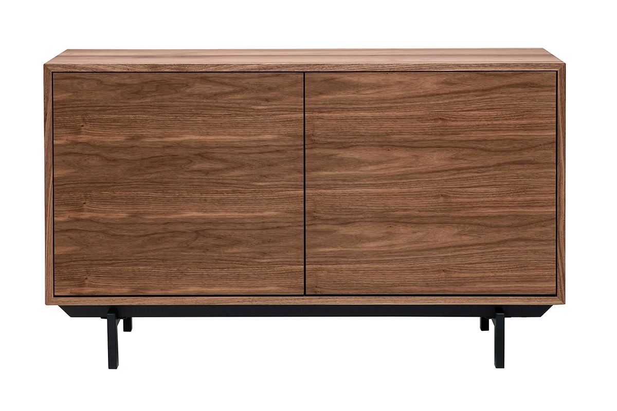 Buffet vintage en bois fonc� noyer 2 portes L120 cm MANNY