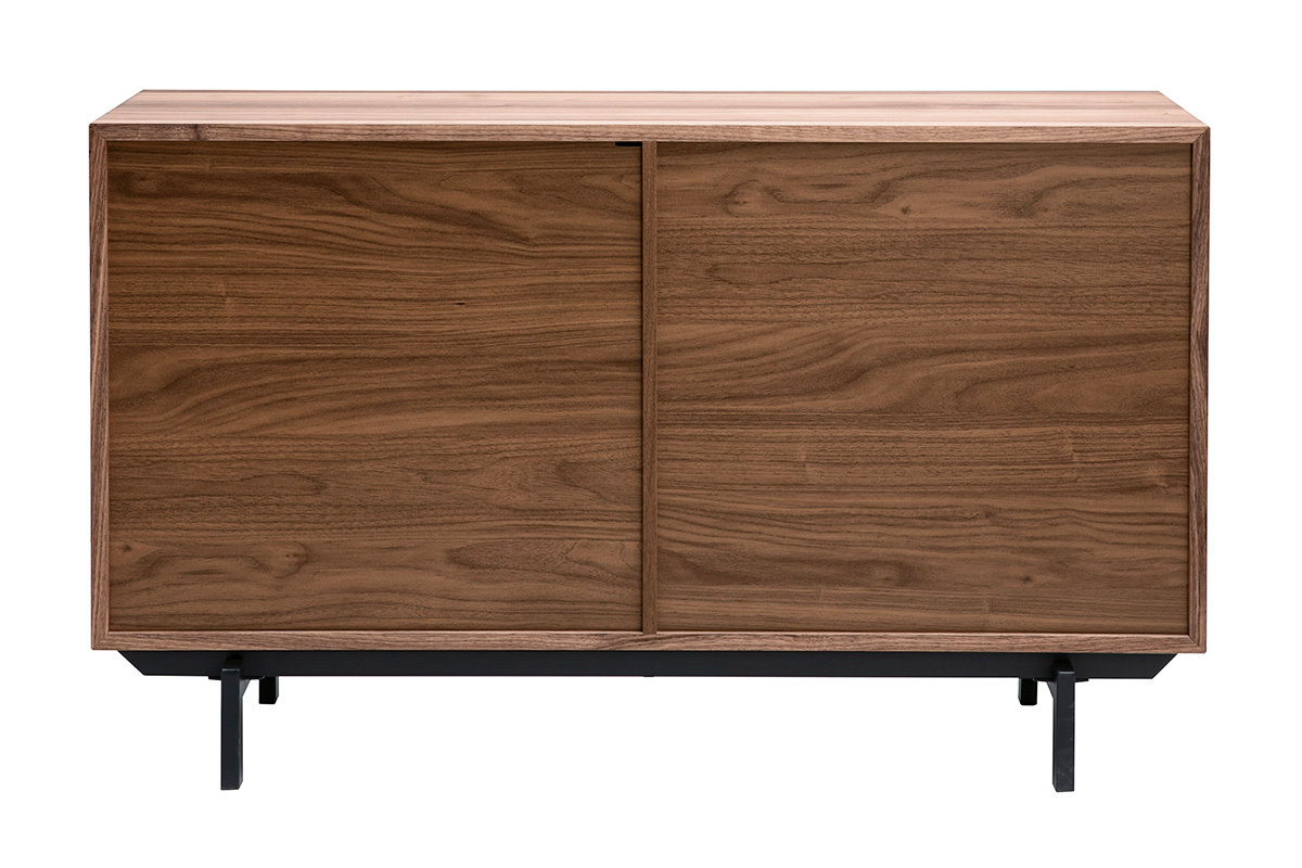 Buffet vintage en bois fonc� noyer 2 portes L120 cm MANNY