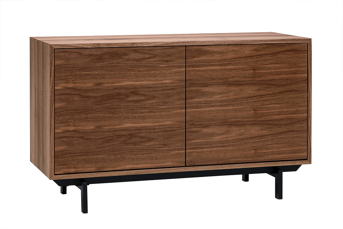Buffet vintage en bois fonc� noyer 2 portes L120 cm MANNY