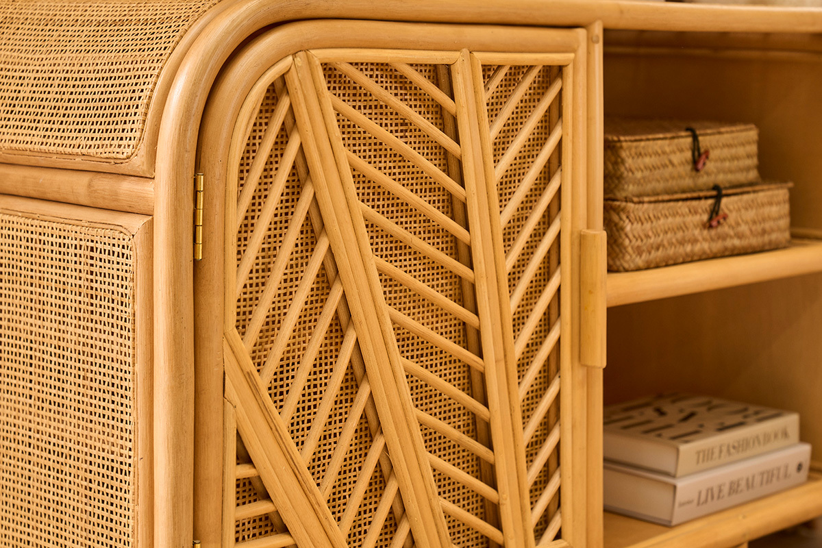 Buffet vintage en rotin 2 portes L150 cm GALON