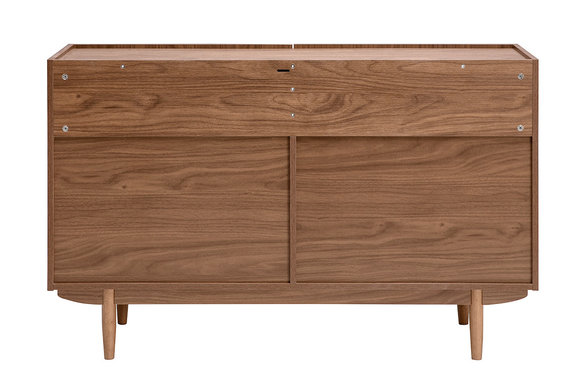 Buffet vintage finition bois fonc� noyer 2 portes L120 cm SANAA