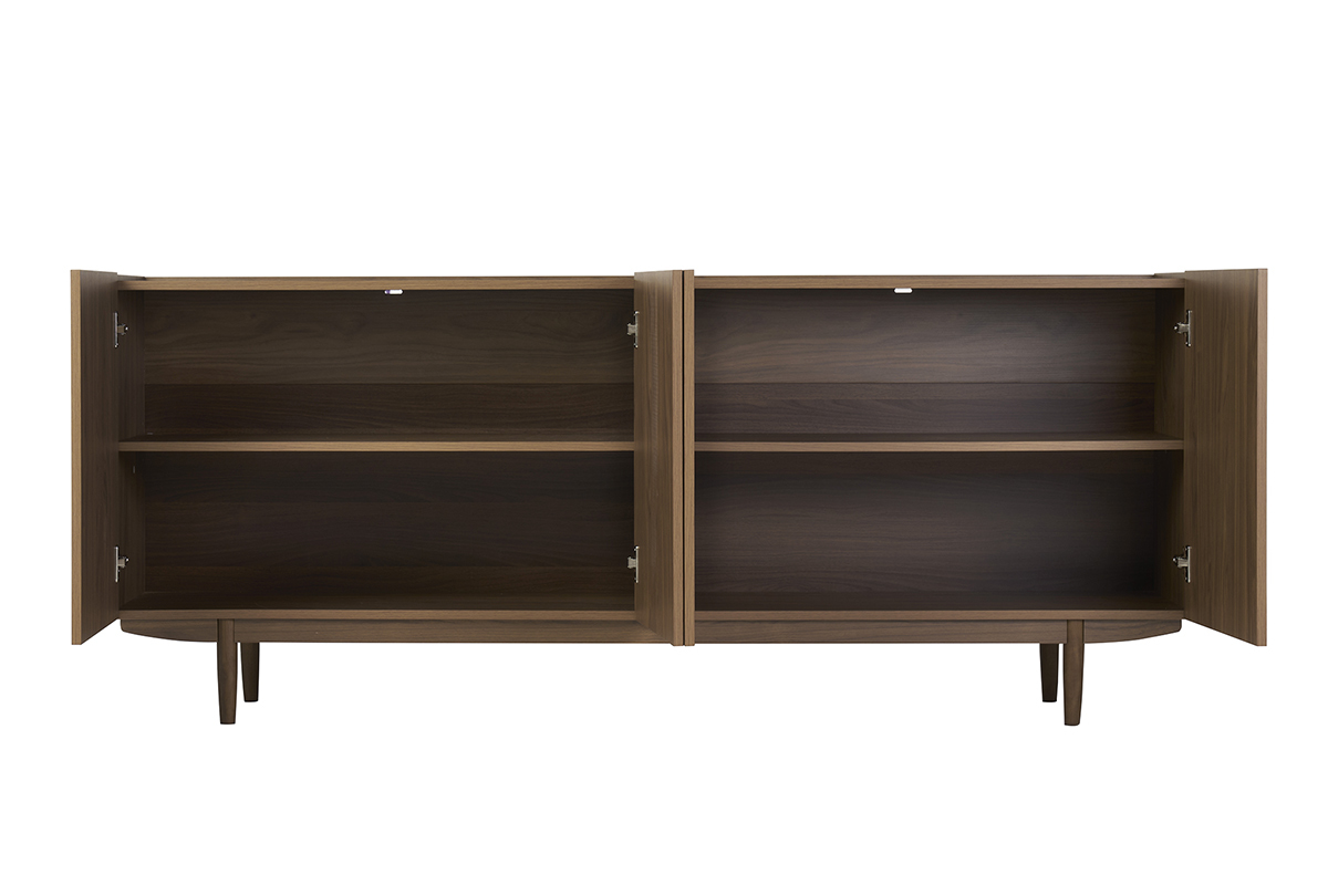 Buffet vintage finition bois fonc� noyer 4 portes L180 cm SANAA