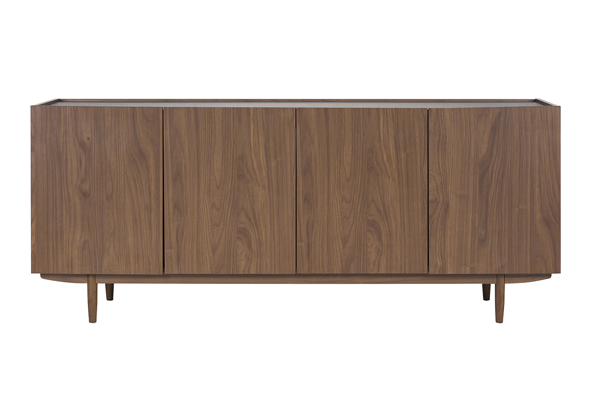 Buffet vintage finition bois fonc� noyer 4 portes L180 cm SANAA