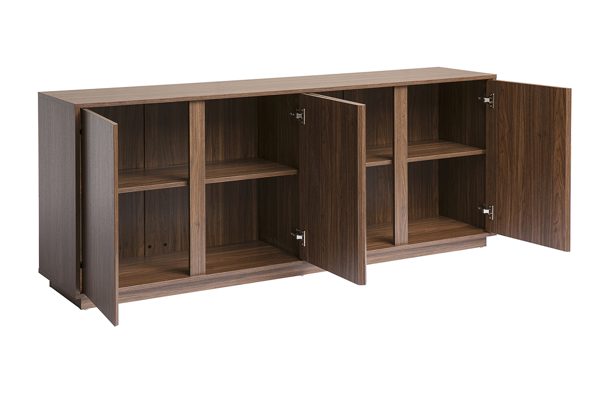 Buffet vintage finition bois noyer 4 portes L180 cm MILLOR