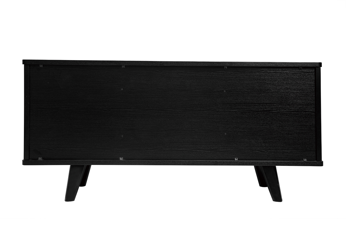 Buffet vintage noir 2 portes 3 tiroirs L160 cm FIFTIES