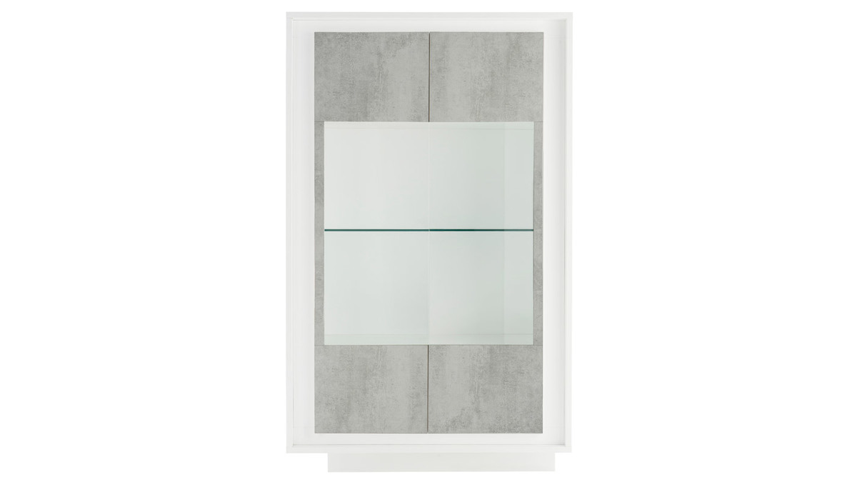 Buffet vitr design blanc et dcor ciment LAND