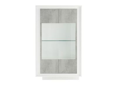 Buffet vitré design blanc et décor ciment SKY - Buffet vitré design blanc et décor ciment SKY