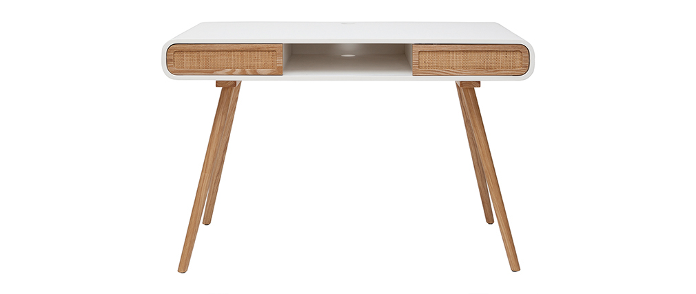 Bureau avec portes coulissantes et cannage L120 cm OLYMPE