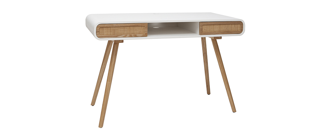 Bureau avec portes coulissantes et cannage L120 cm OLYMPE