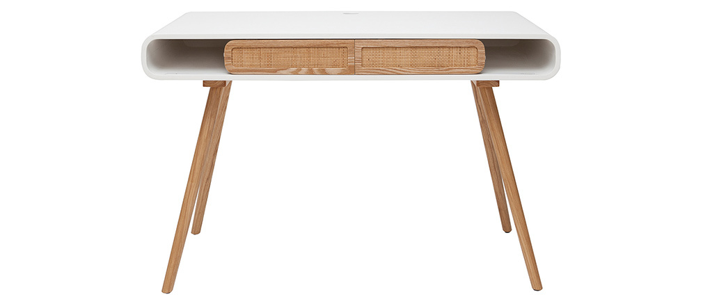 Bureau avec portes coulissantes et cannage L120 cm OLYMPE