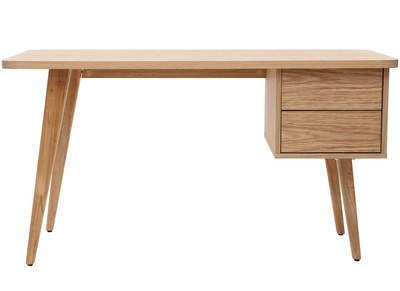 Bureau avec rangements 2 tiroirs scandinave bois clair chêne L140 cm FIFTIES