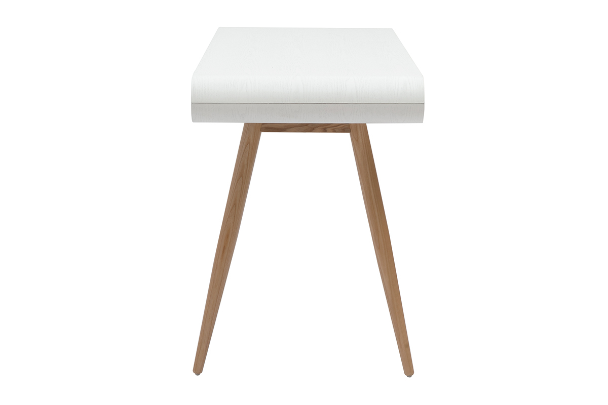 Bureau avec rangements 2 tiroirs scandinave bois clair et blanc L120 cm BJORG
