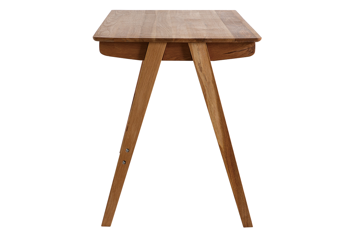 Bureau avec rangements 2 tiroirs vintage bois clair chne massif L120 cm CASSIA
