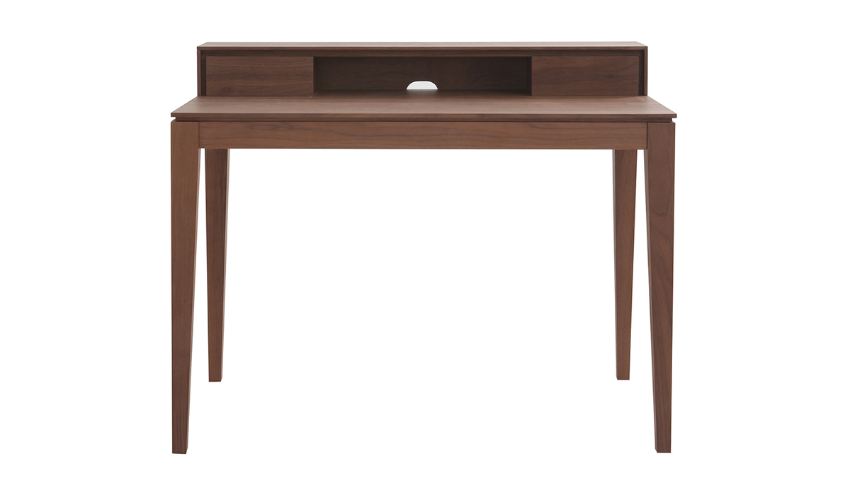 Bureau avec rangements bois fonc noyer L110 cm SEKRET