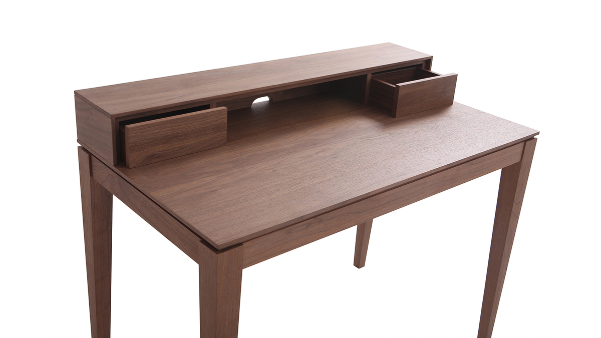 Bureau avec rangements bois fonc noyer L110 cm SEKRET