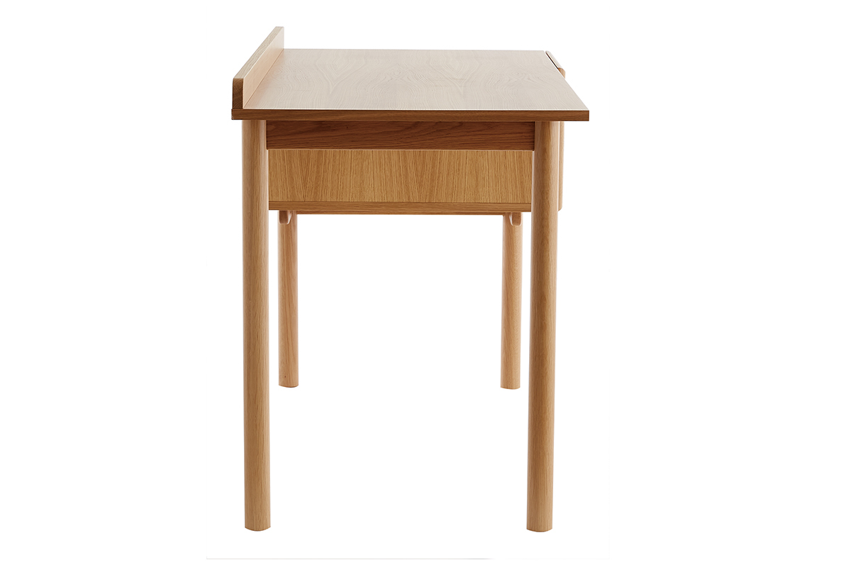 Bureau avec rangements vintage bois clair chne et cannage naturel L130 cm ANTIK