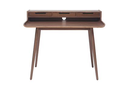 Bureau avec rangements vintage bois foncé noyer L110 cm OPUS