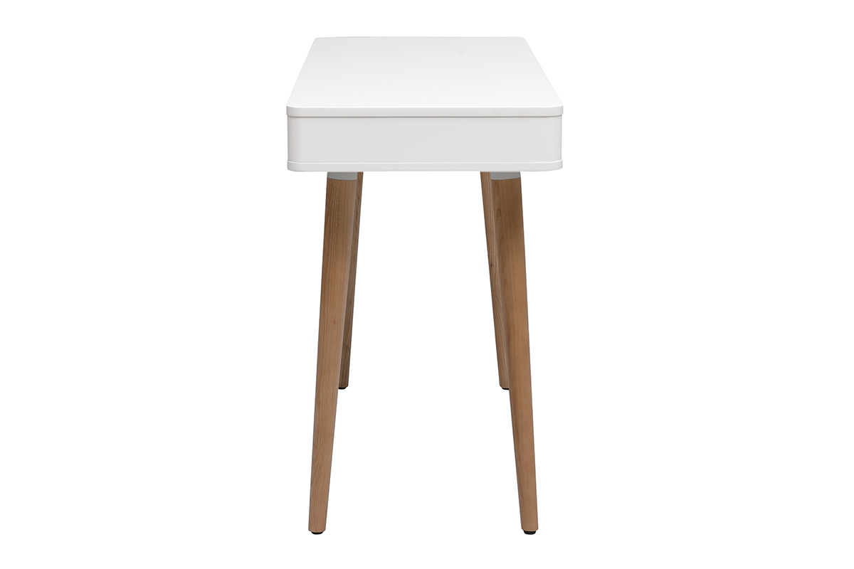 Bureau avec tiroir scandinave blanc et bois clair ch�ne L115 cm TOTEM