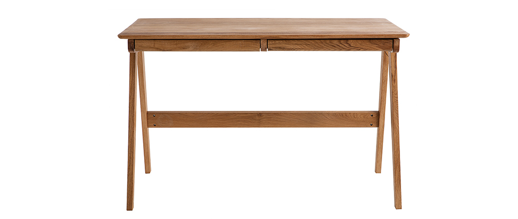 Bureau avec tiroirs en ch�ne massif huil� L120 cm CASSIA