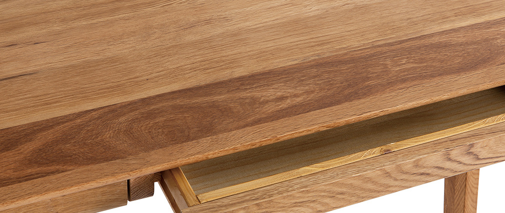 Bureau avec tiroirs en ch�ne massif huil� L120 cm CASSIA