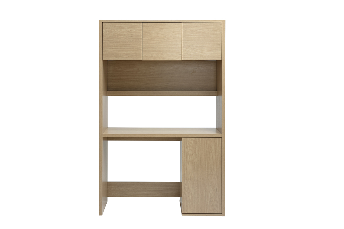 Bureau bibliothque avec rangements finition bois clair chne L115 cm WISSEM