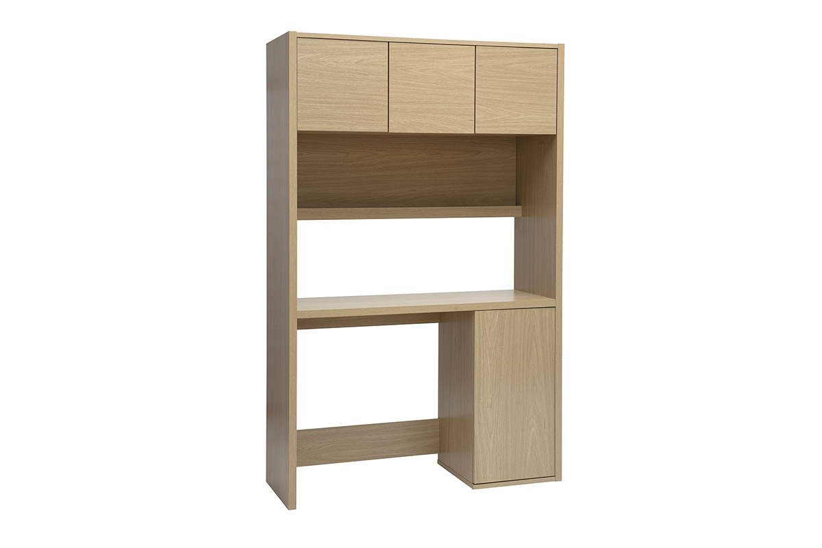 Bureau bibliothque avec rangements finition bois clair chne L115 cm WISSEM
