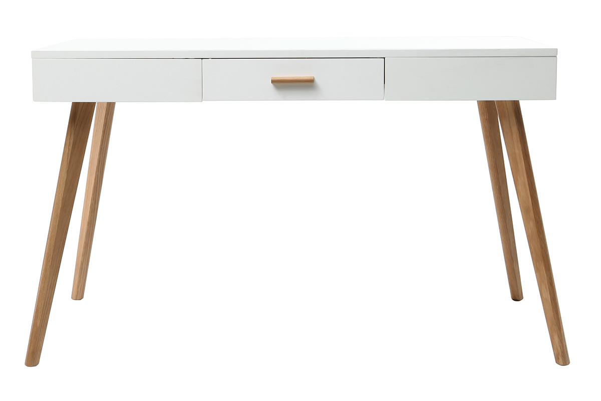 Bureau ch�ne et blanc avec tiroir L120 cm GILDA