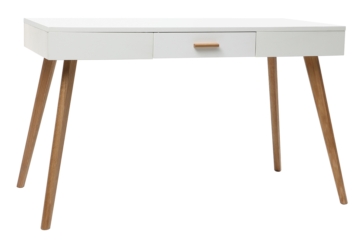 Bureau ch�ne et blanc avec tiroir L120 cm GILDA